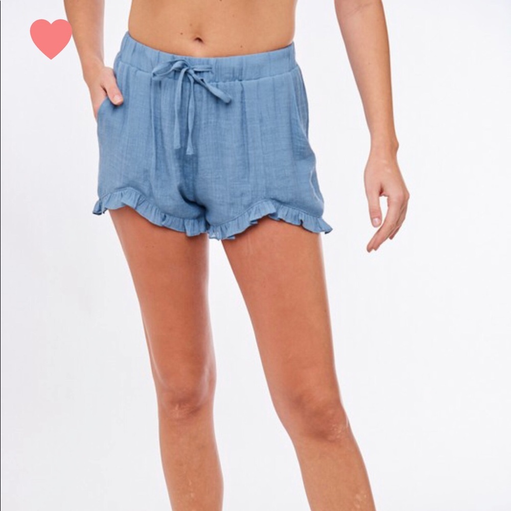 Dusty Blue Ruffle Shorts